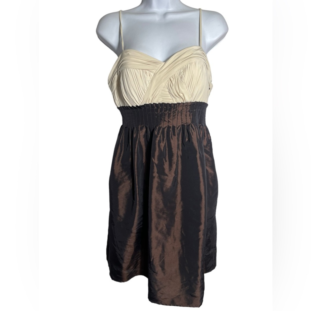 NWT SIZE 8 Max and Cleo stunning metallic brown and cream dress